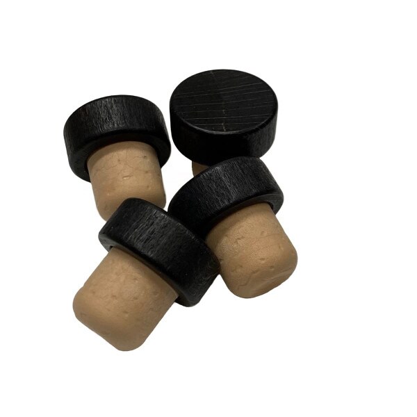 Black wood cap stopper for bottles